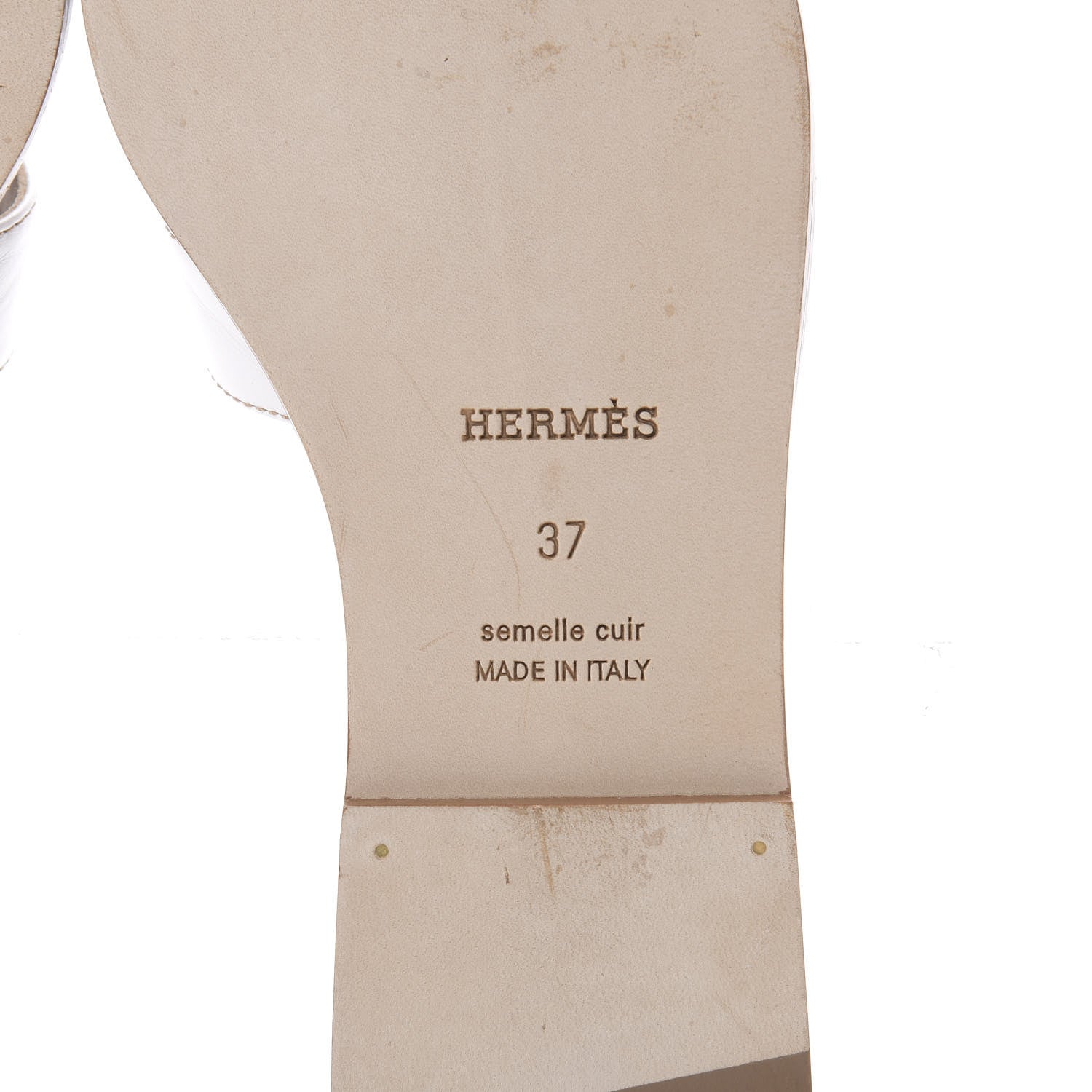 Hermes Box Calfskin Oran Sandals 37 White 6 of 8