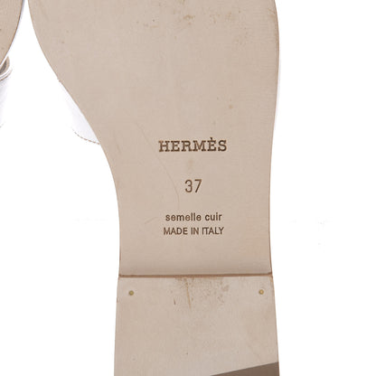 Hermes Box Calfskin Oran Sandals 37 White 6 of 8