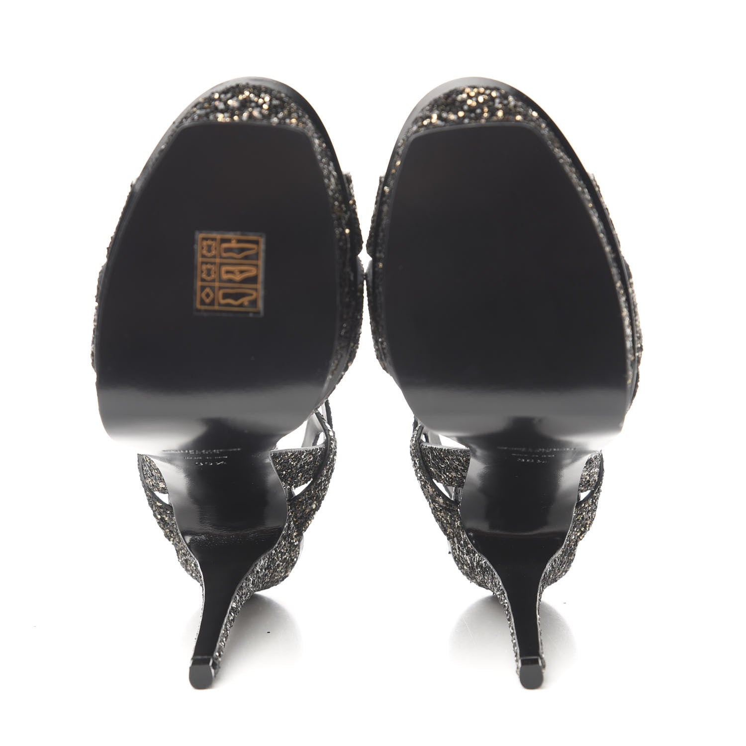Saint Laurent Lacquer Ayers Glitter 105 Platform Sandals 39.5 Midnight 5 of 8