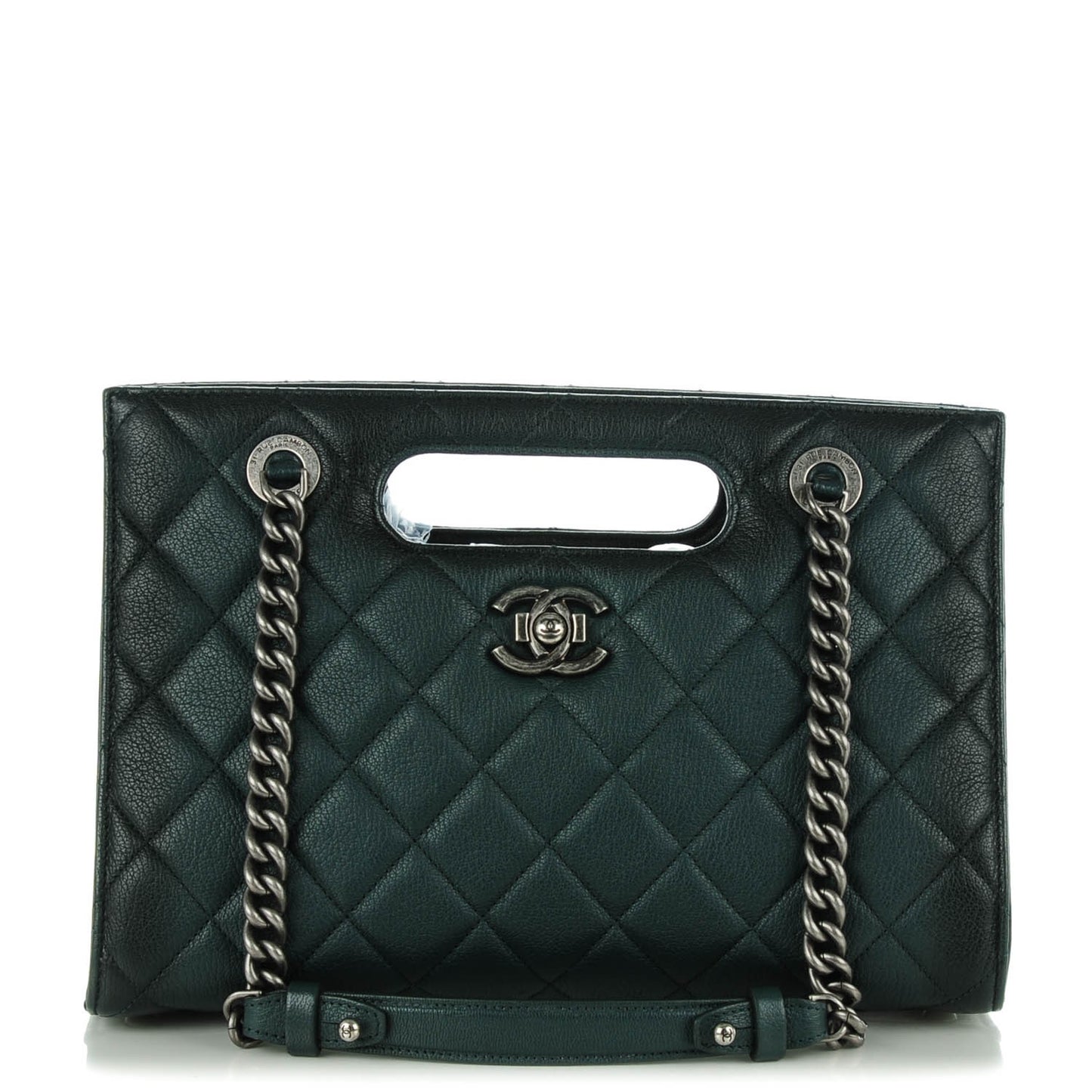 Faded Goatskin Quilted Large Tote Green