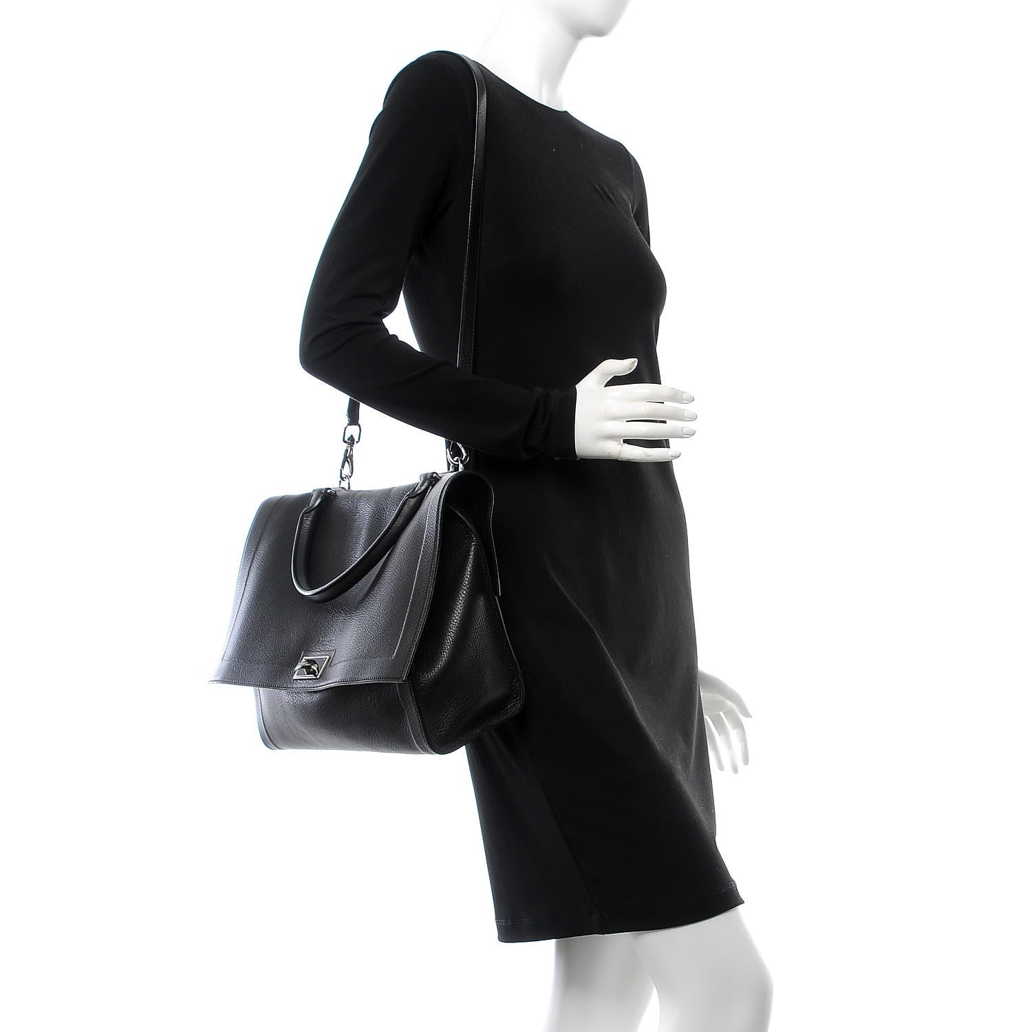 Givenchy Grained Calfskin Medium Shark Lock Satchel Black 2 of 7