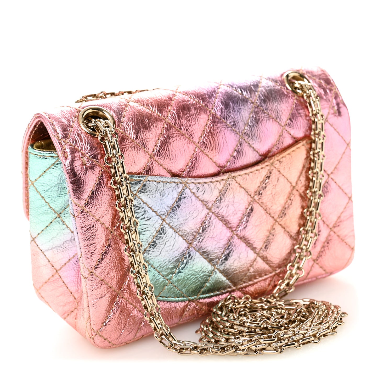 Metallic Goatskin Quilted Mini 2.55 Reissue Flap Multicolor