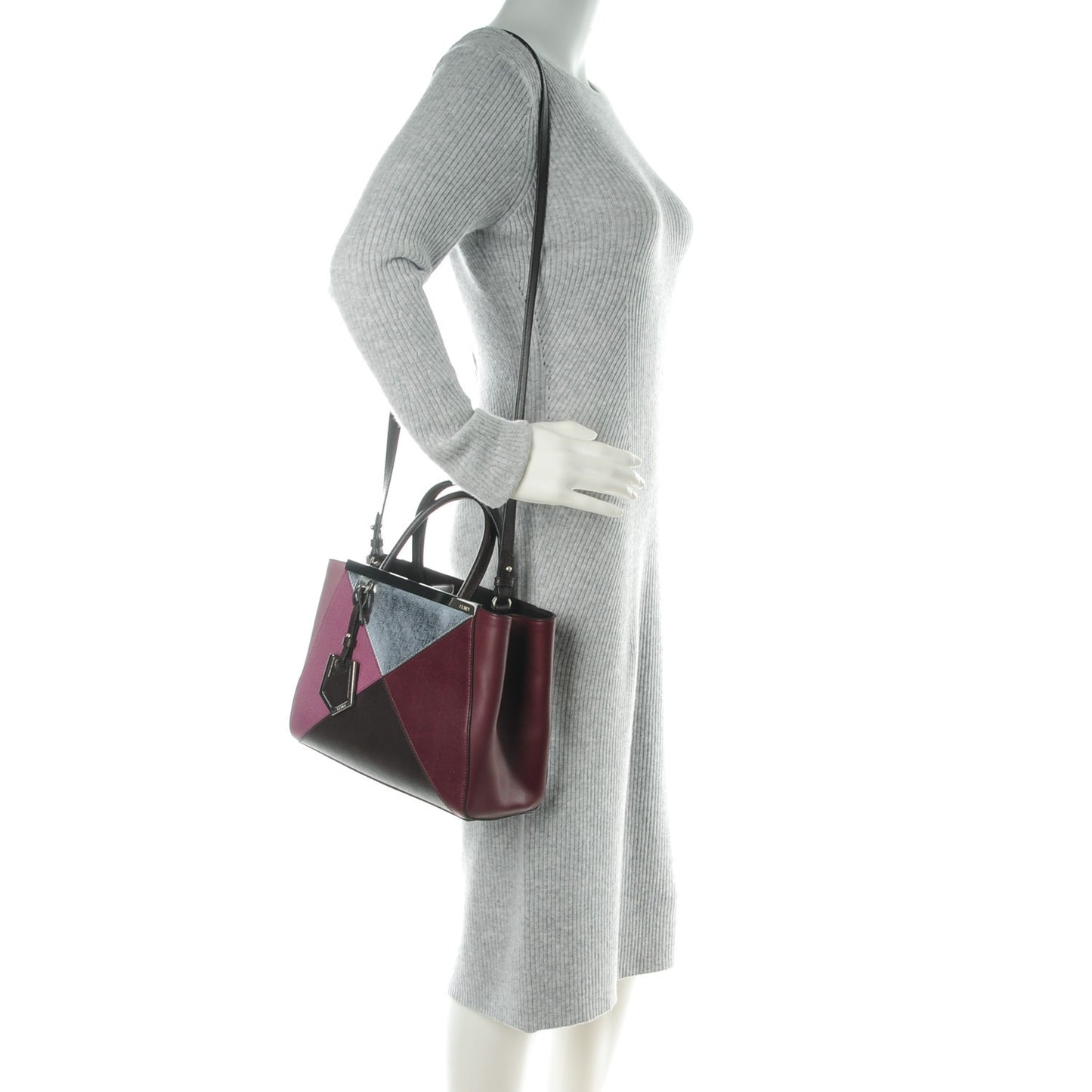 Vitello Elite Calfskin Colorblock Petite 2Jours Tote Glicine Argento Bordeaux