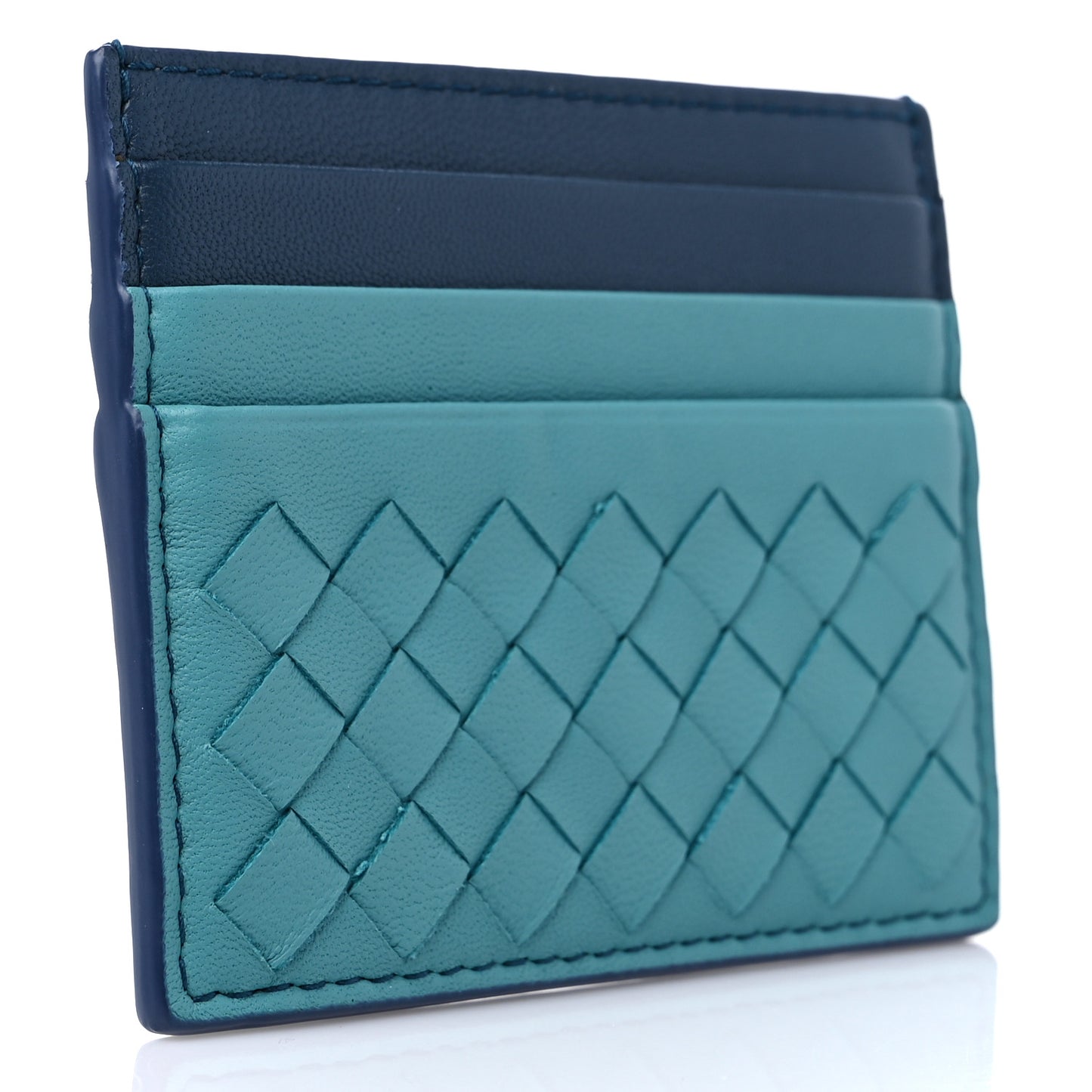 Nappa Intrecciato Card Holder Navy Multicolor