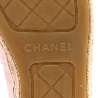 Chanel Lambskin Printed CC Espadrilles 38 Light Pink Black 7 of 9