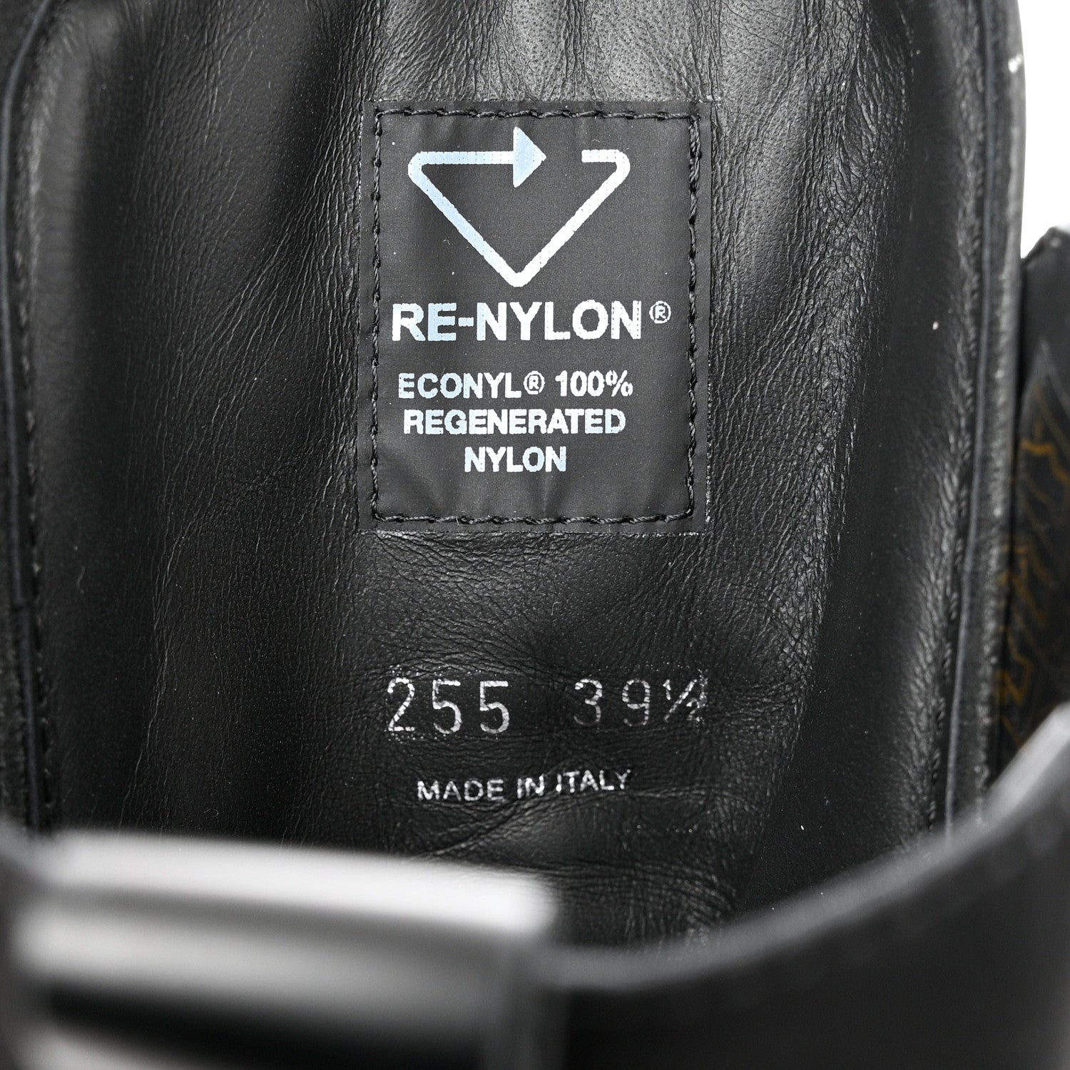 Prada Spazzolato Rois Re-Nylon Metal Triangle Logo Monolith Pouch Pocket 55mm Boots 39.5 Black 6 of 9