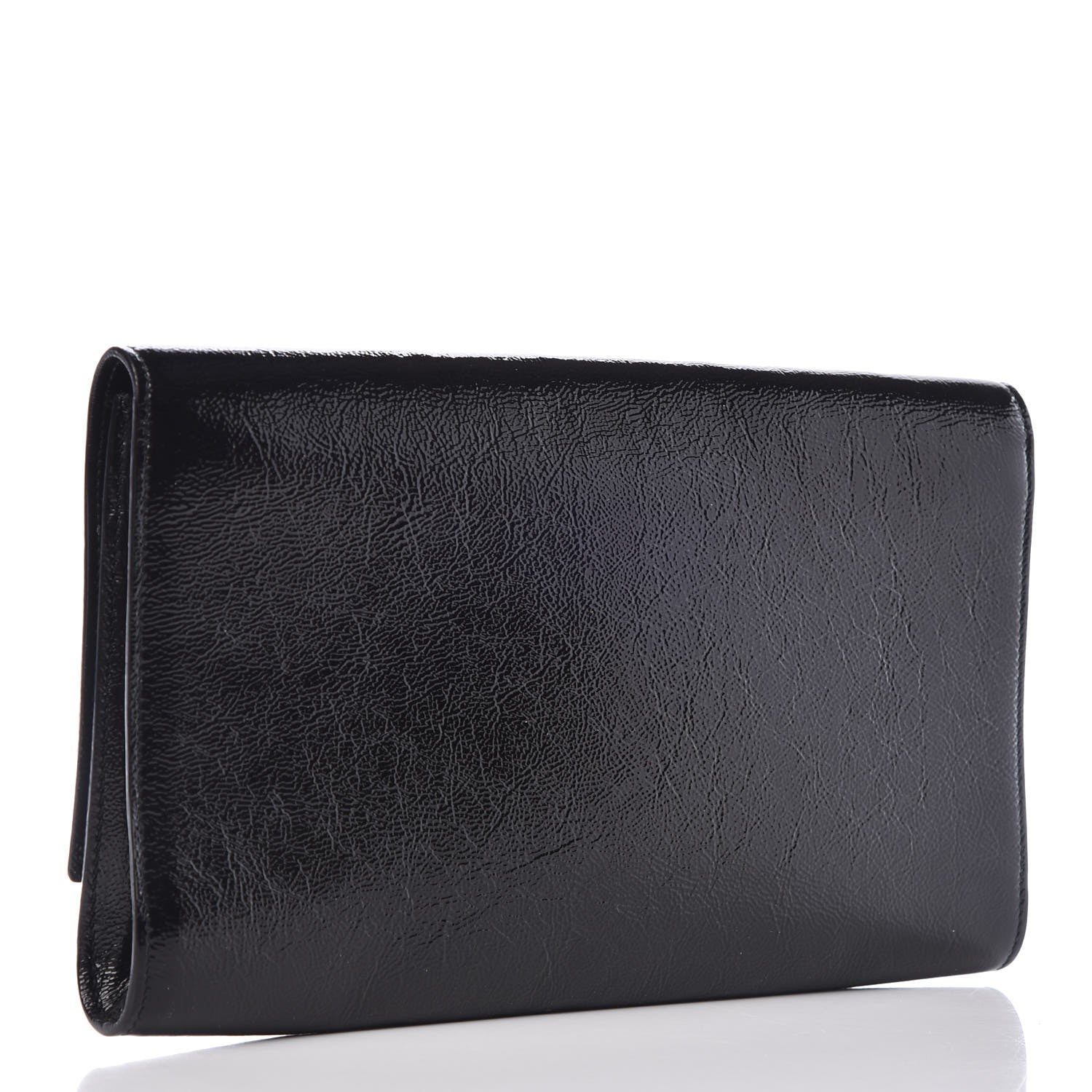 Saint Laurent Textured Patent Monogram Large Belle De Jour Clutch Black 3 of 9