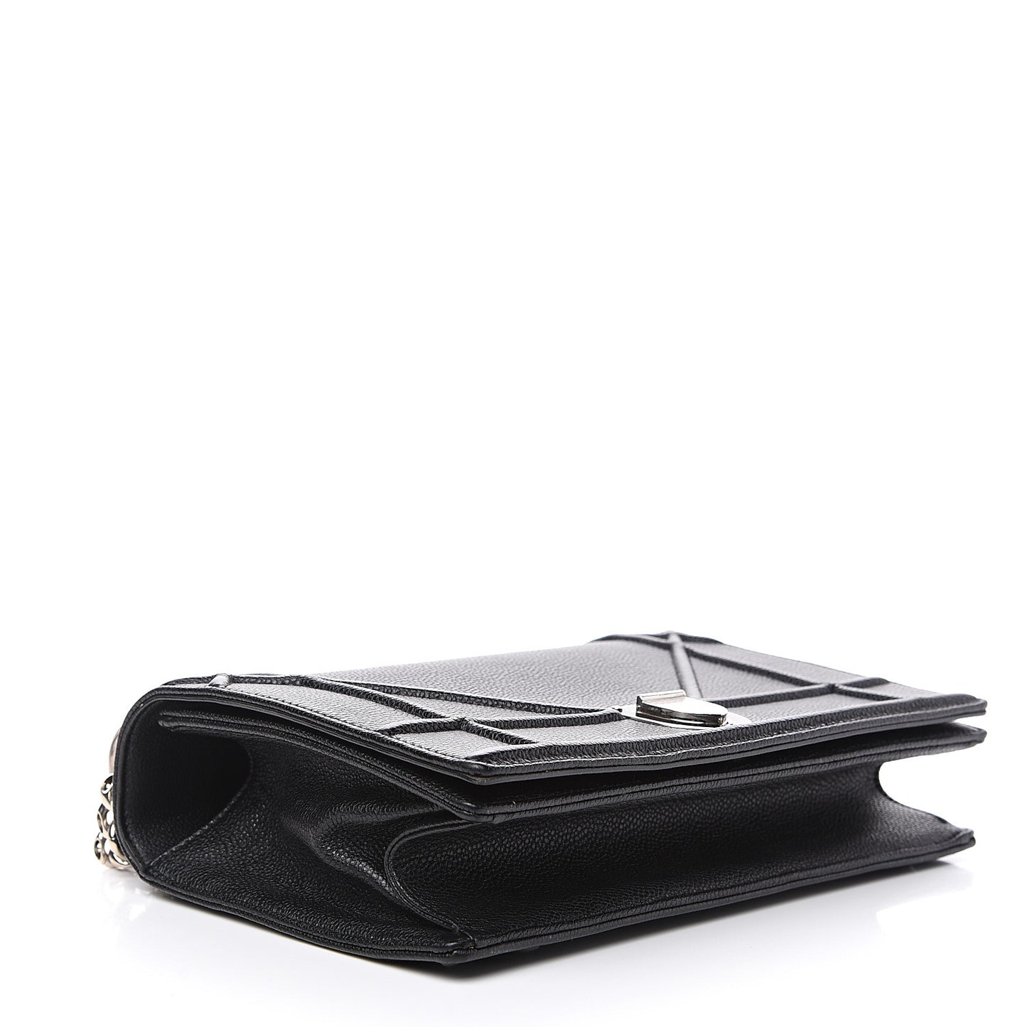Grained Calfskin Medium Diorama Flap Bag Black