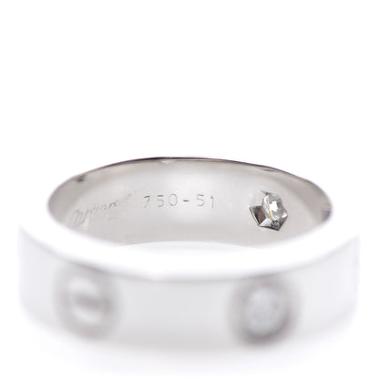 Cartier 18K White Gold 3 Diamond 5.5mm LOVE Ring 51 5.75 5 of 8