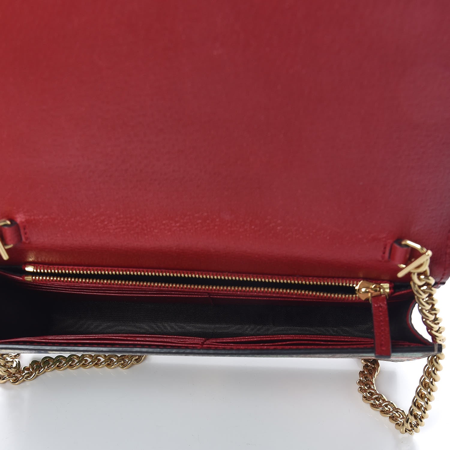 Gucci GG Supreme Monogram Tian Chain Wallet Beige Multicolor Red 5 of 11