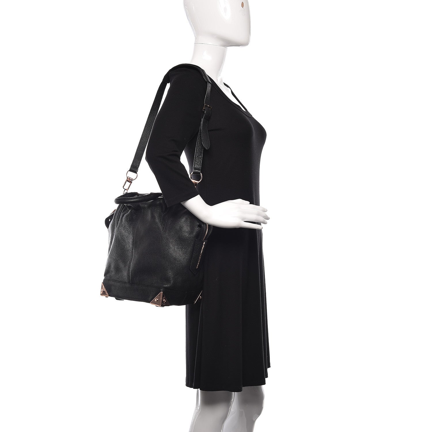 Alexander Wang Pebbled Calfskin Small Emile Soft Black Rose Gold Hardware 3 of 11