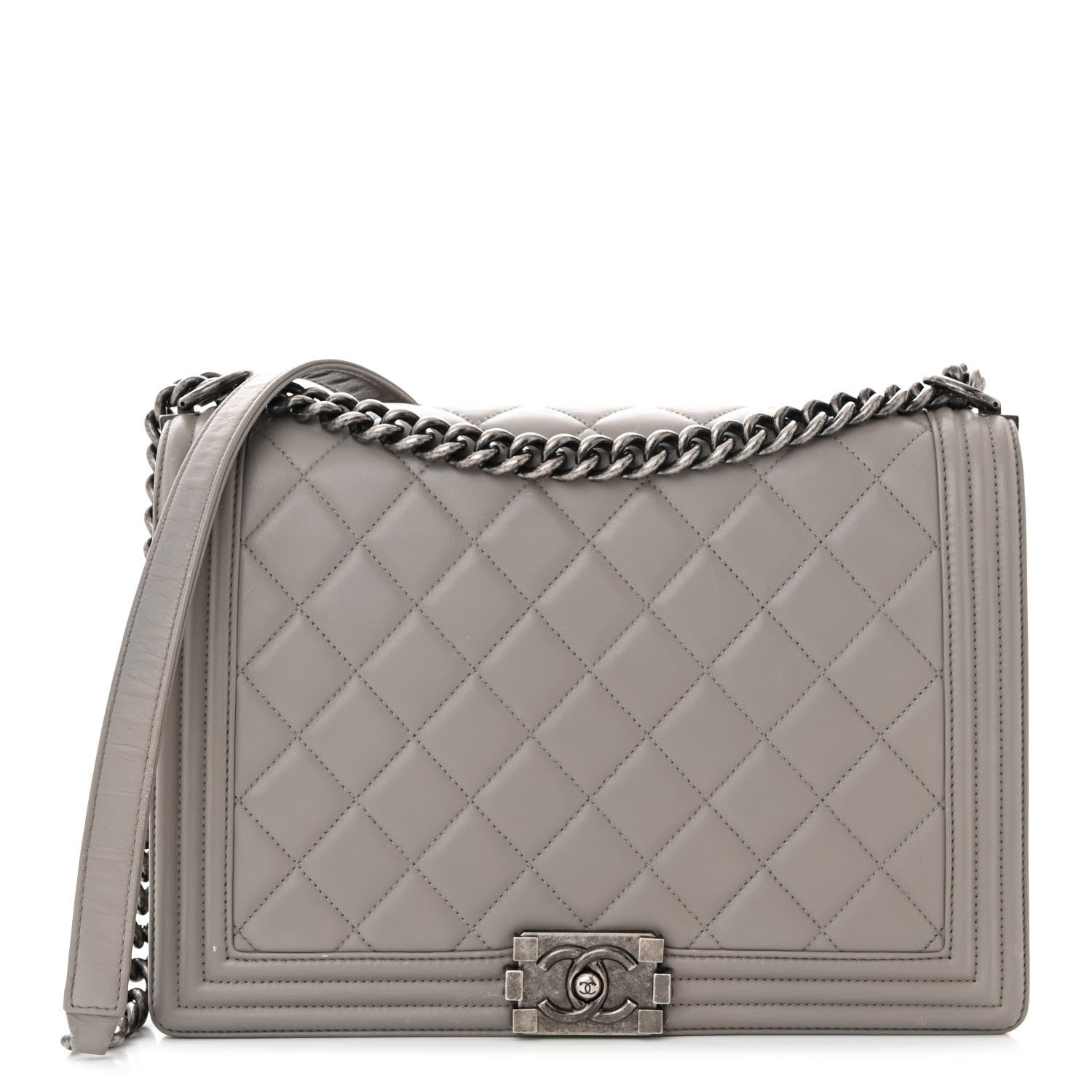 Chanel Lambskin Quilted Large Boy Flap Grey 1 of 13