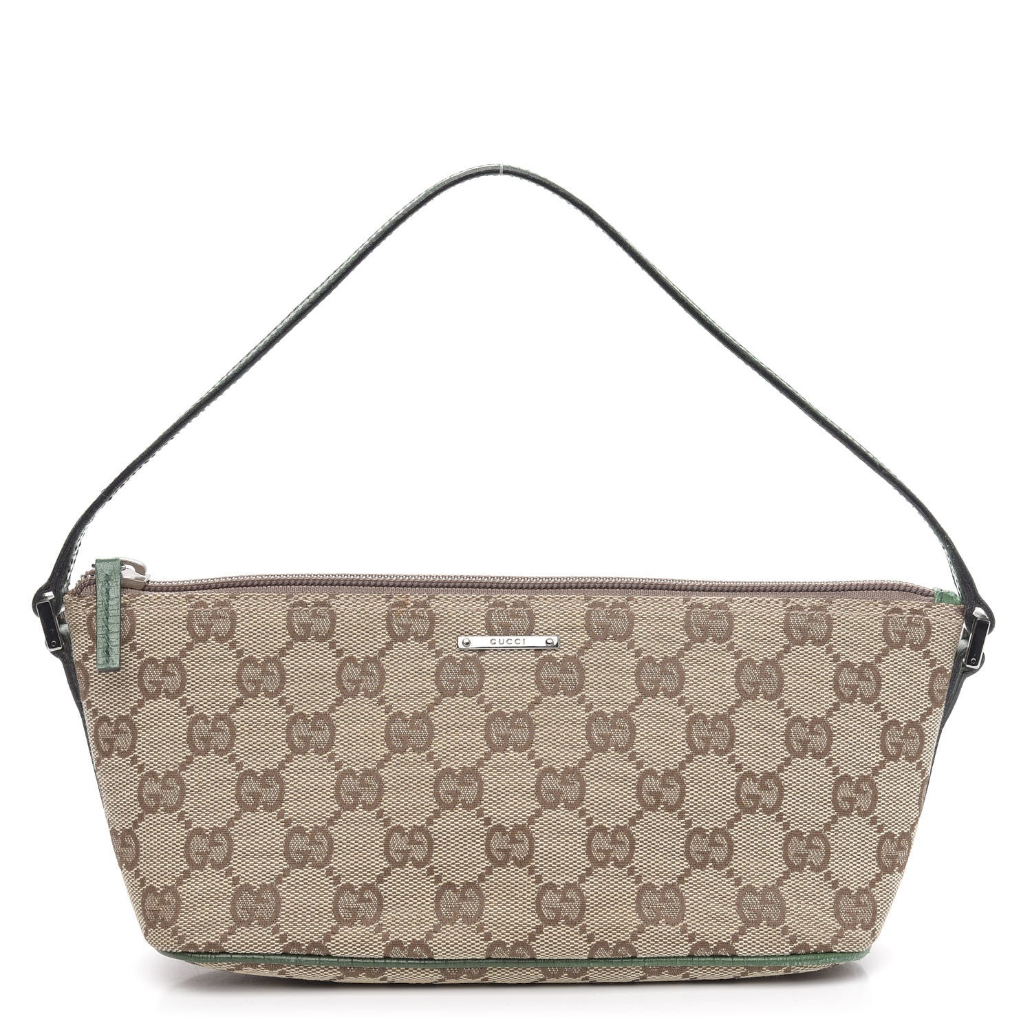 Gucci Monogram Web Boat Pochette Green 1 of 11