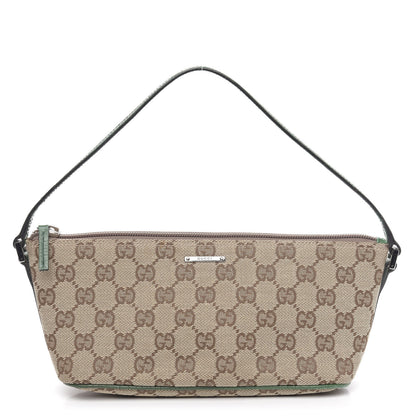 Gucci Monogram Web Boat Pochette Green 1 of 11