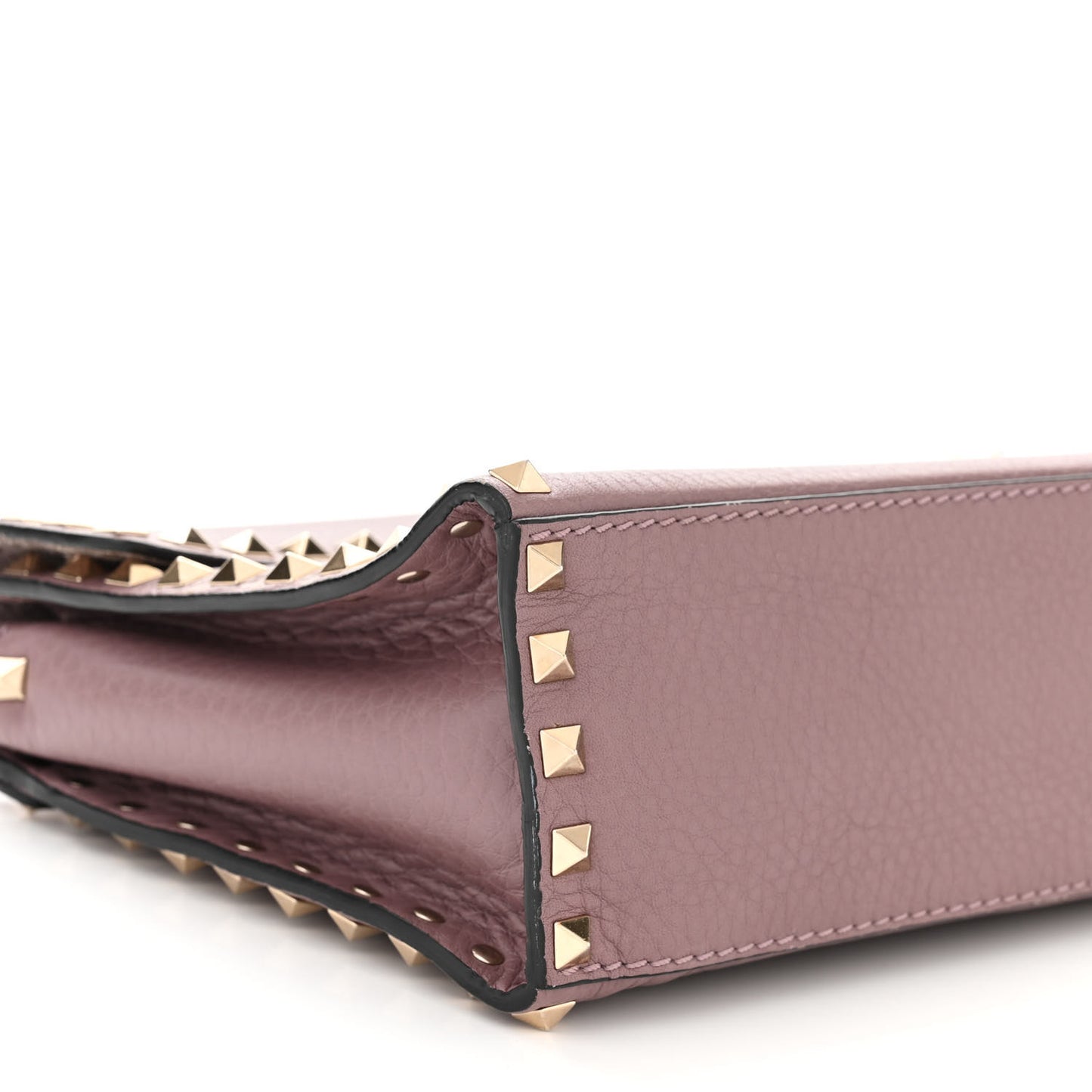 Pebbled Calfskin Small Rockstud Single Handle Flap Bag Dark Mauve