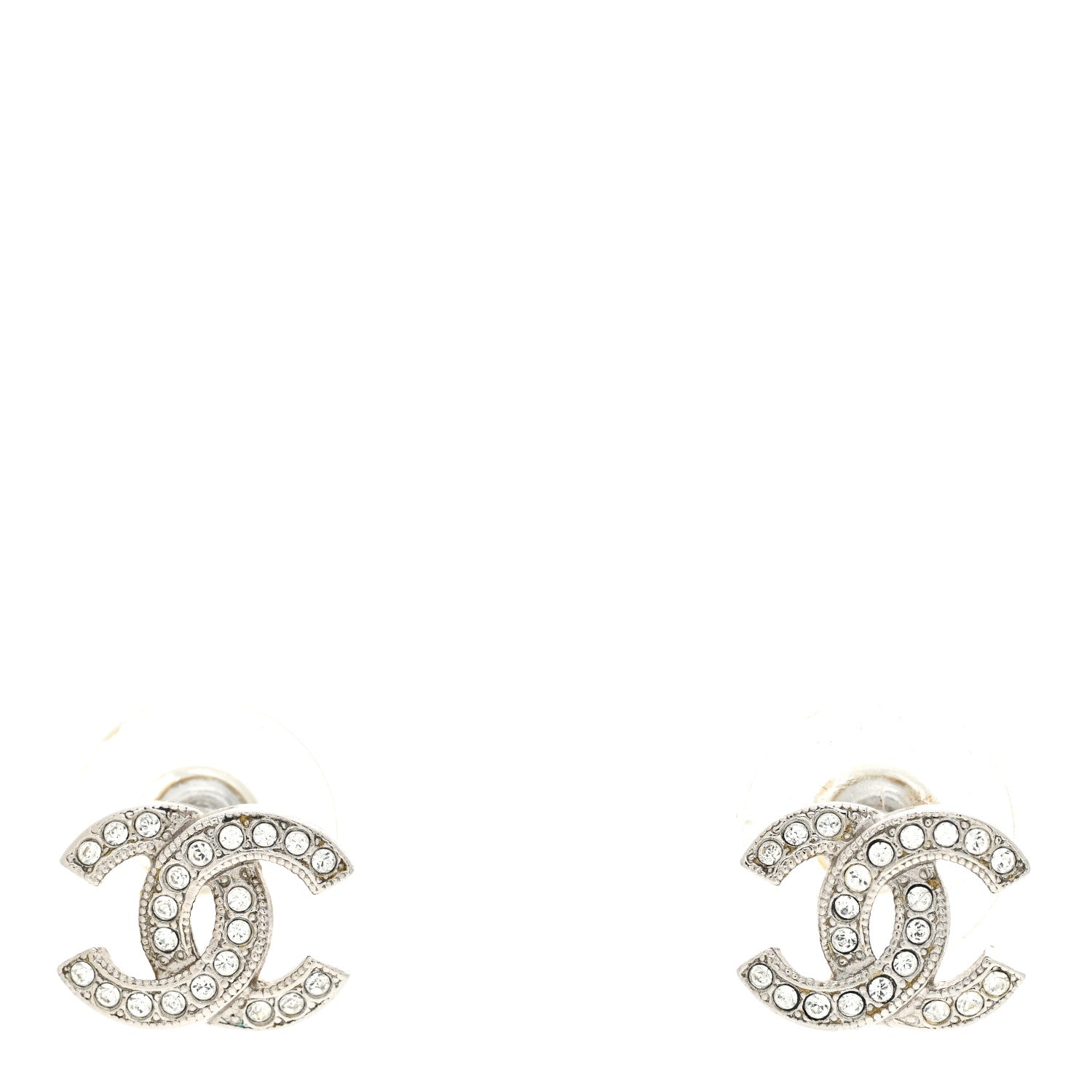 Chanel Crystal CC Earrings Silver 1 of 5