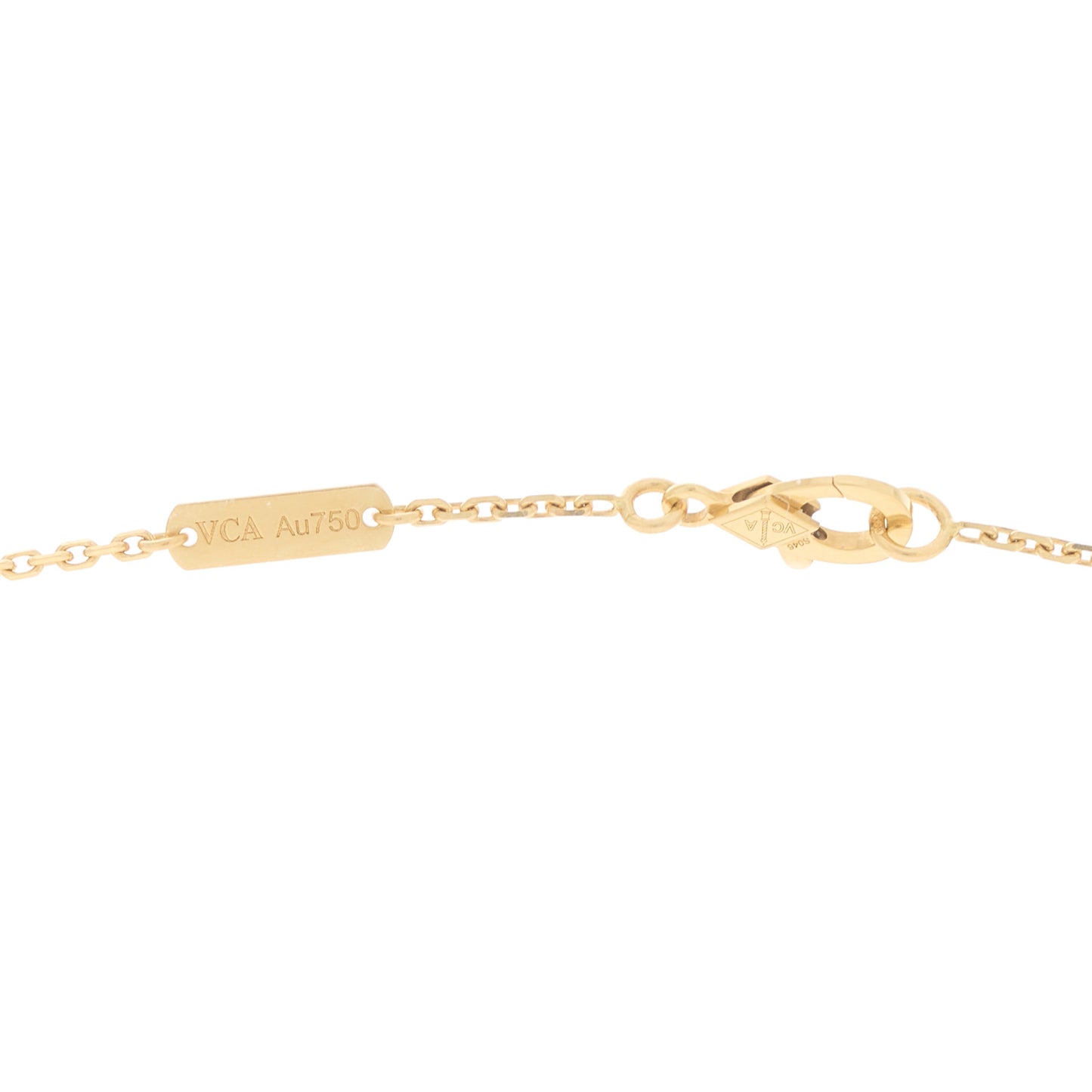 18K Yellow Gold Guilloche Vintage Alhambra Pendant Necklace