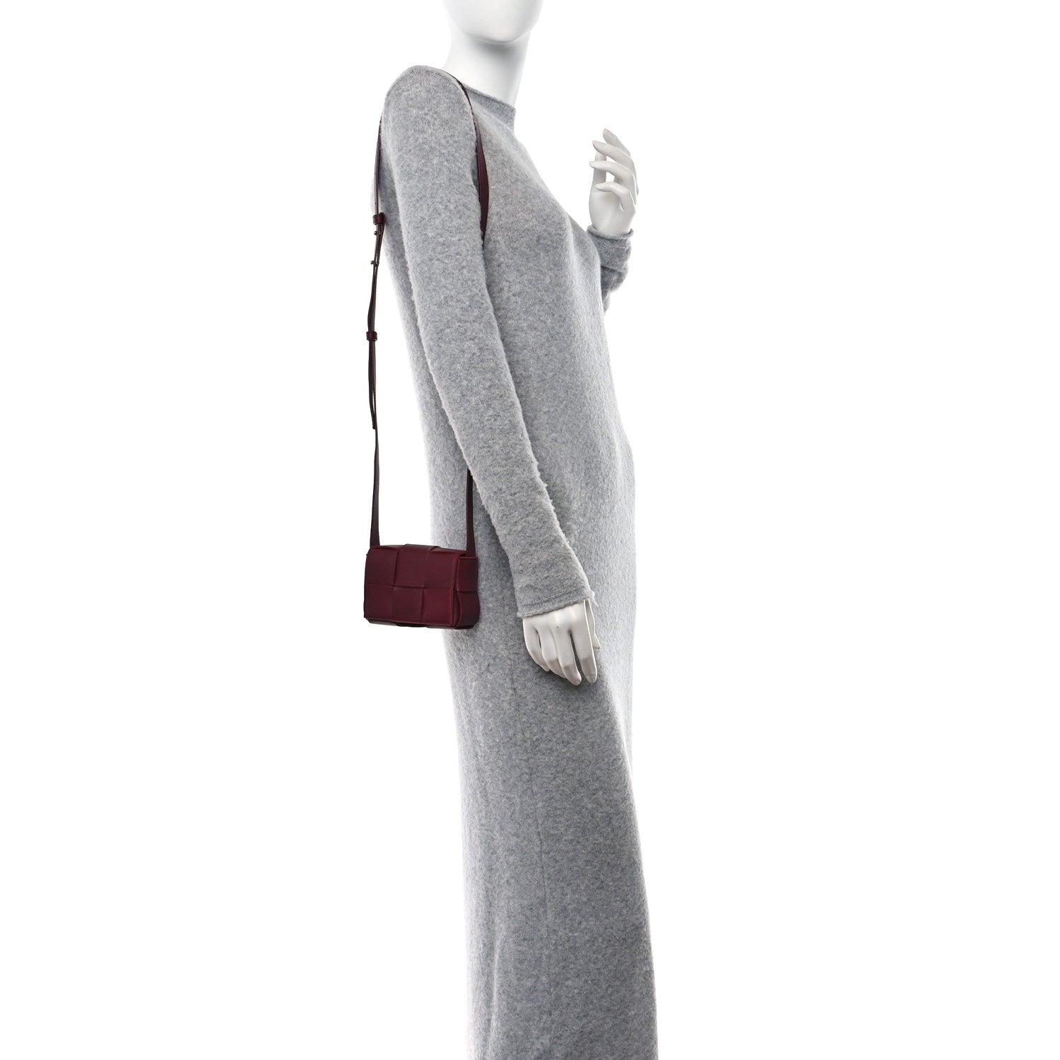 Bottega Veneta Lambskin Maxi Intrecciato Extra Mini Cassette Crossbody Bag Barolo 2 of 9