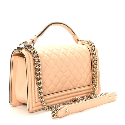 Chanel Calfskin Quilted Medium Top Handle Boy Flap Beige Clair 3 of 9