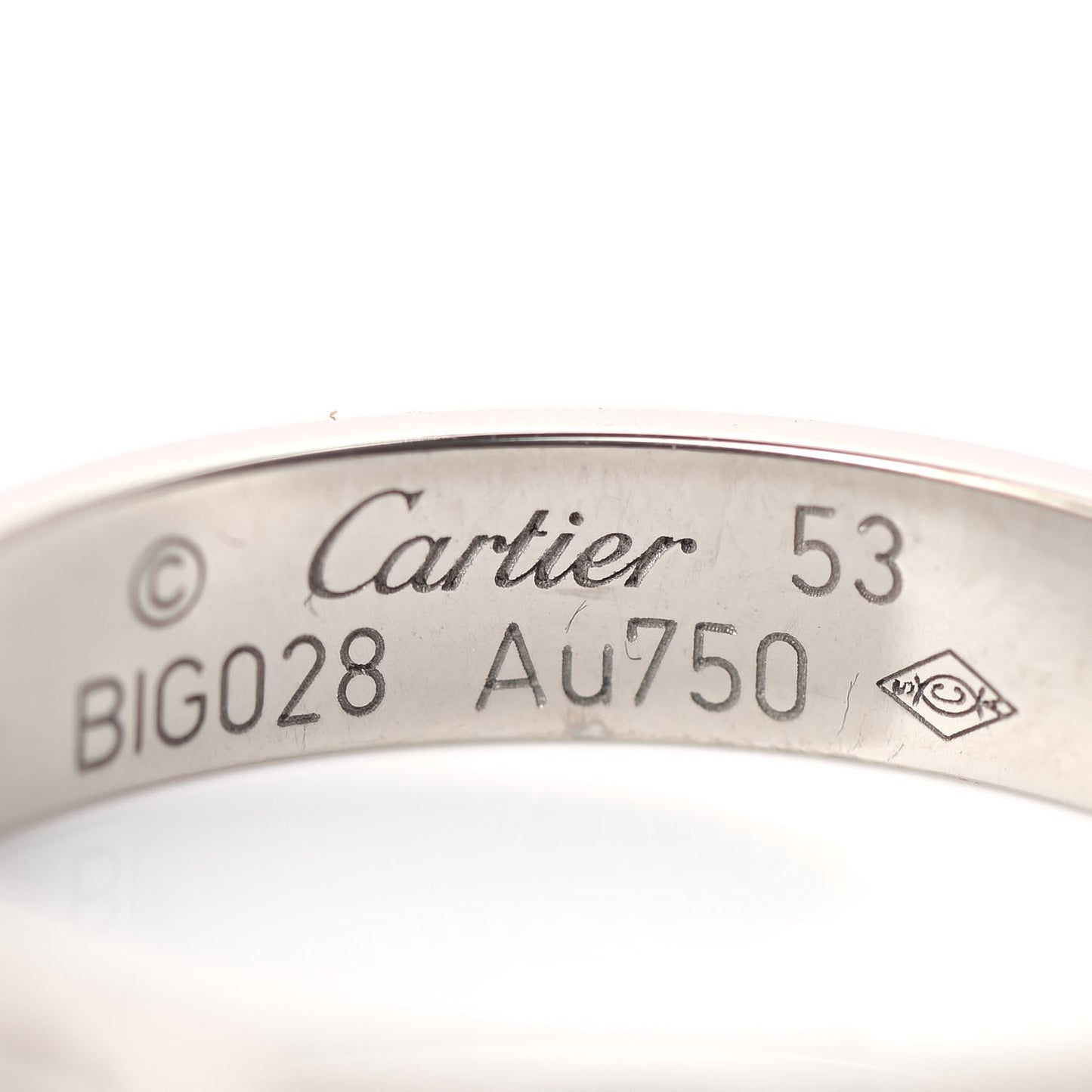 18K White Gold 3.5mm LOVE Wedding Band Ring 53 6.25