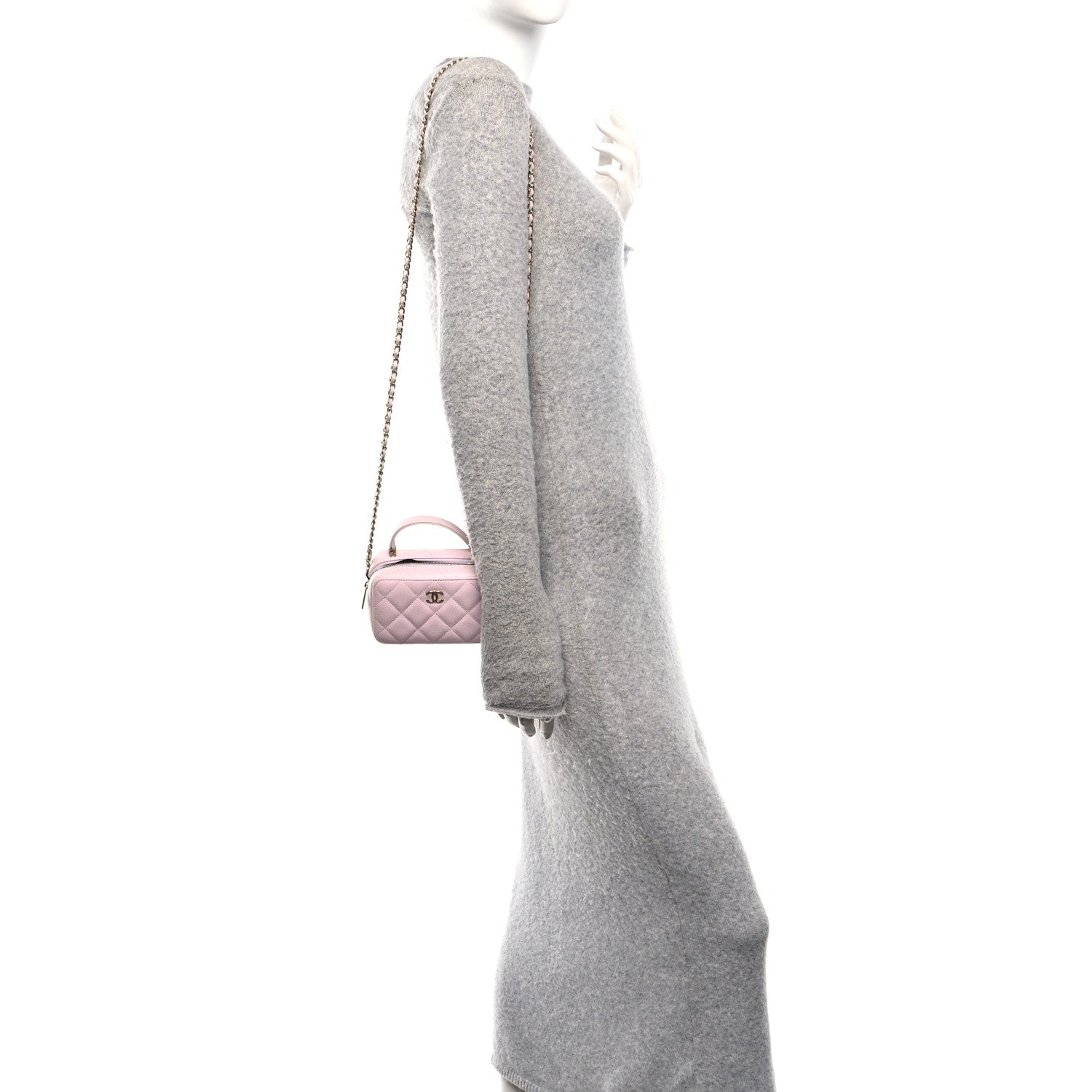 Chanel Caviar Quilted Top Handle Vanity Case Pink 2 of 11