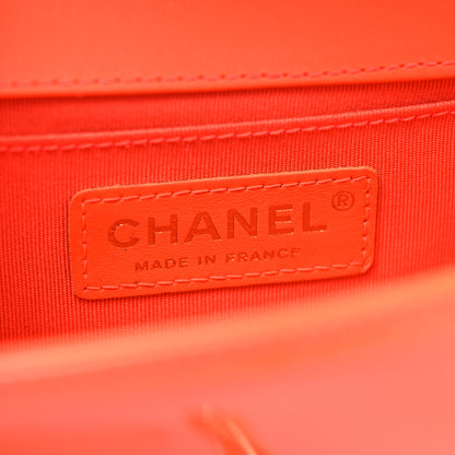Chanel Patent Calfskin Quilted Small Boy Flap Orange 6 of 12