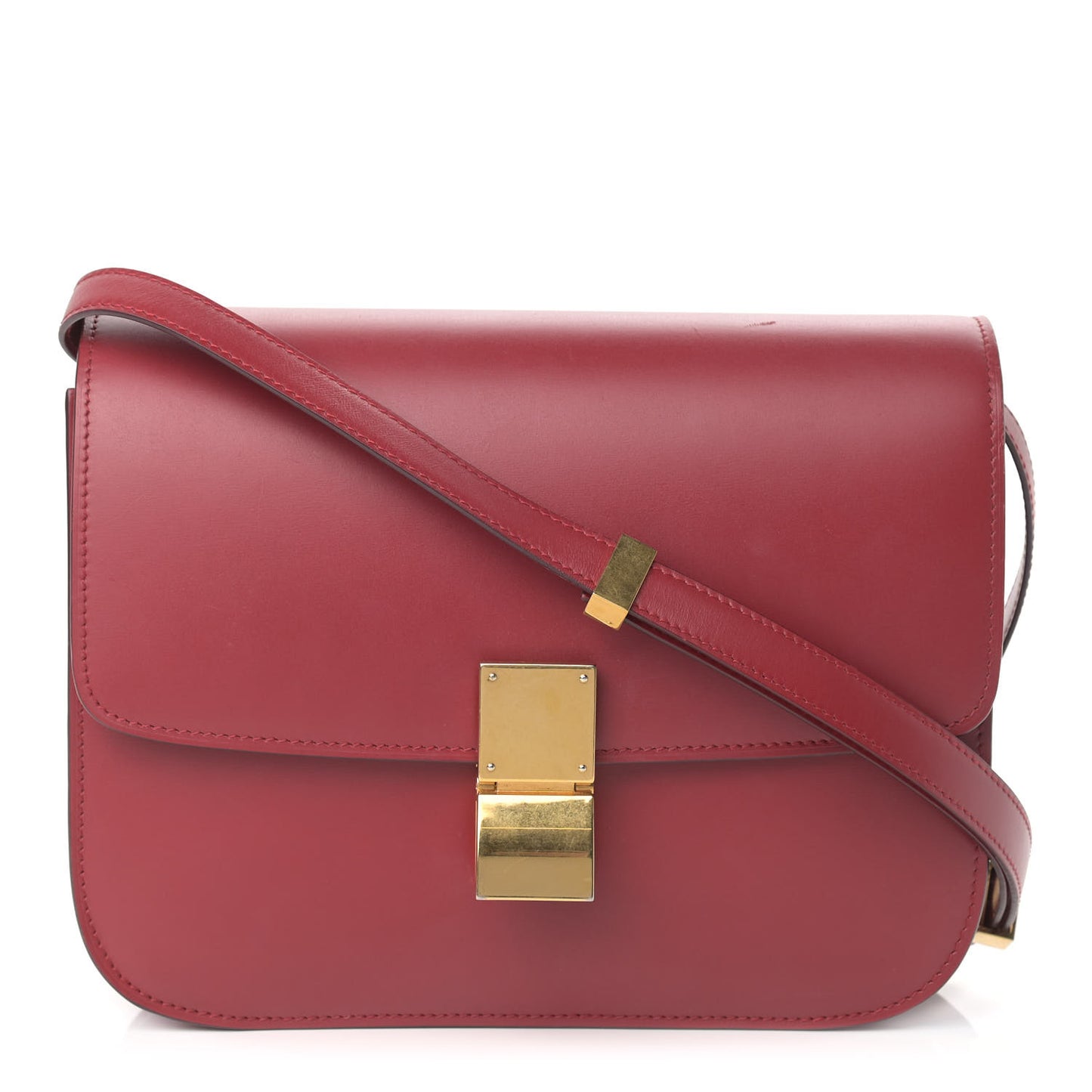Box Calfskin Medium Classic Box Flap Bag Red