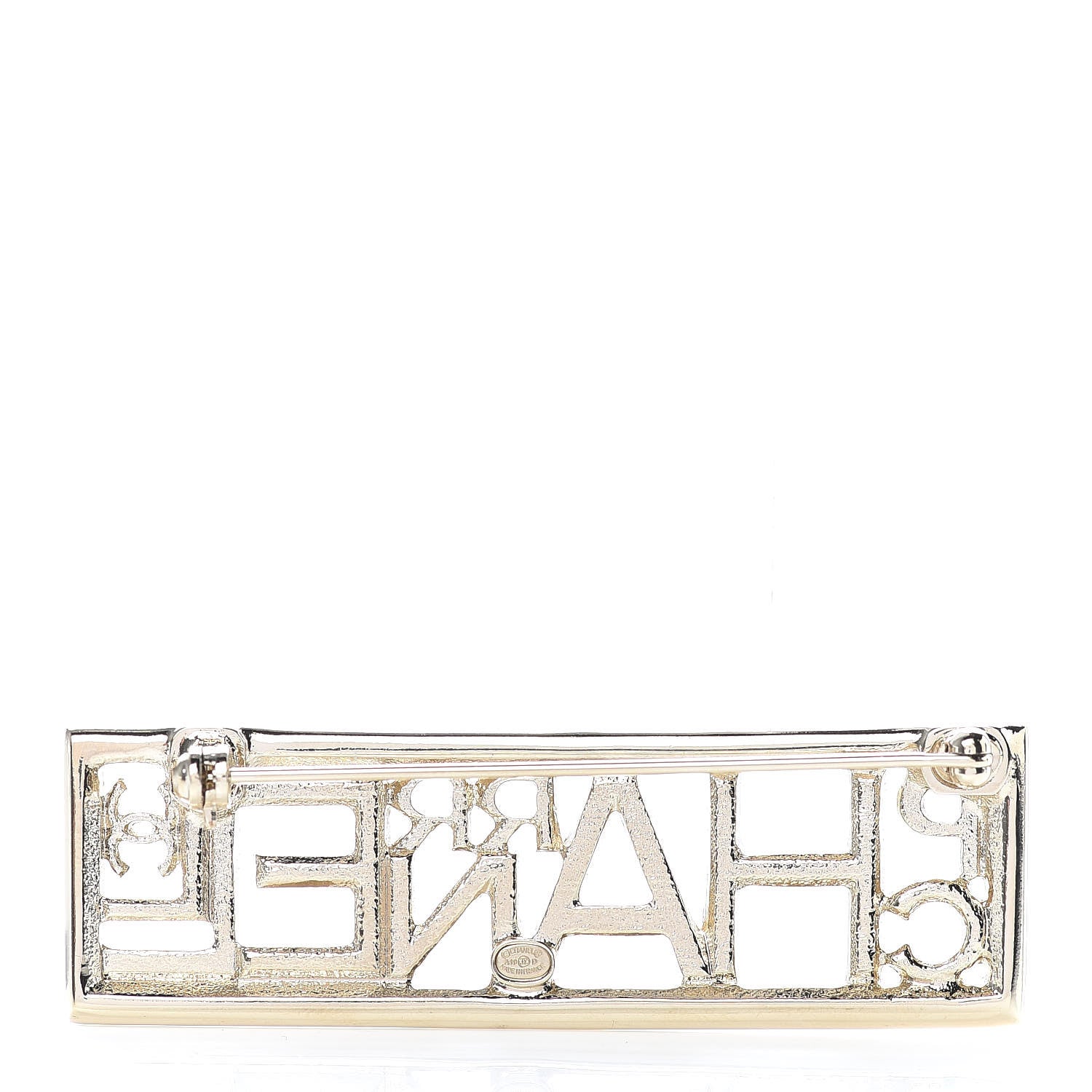 Chanel x Pharrell Williams Crystal Logo Brooch Gold 3 of 5