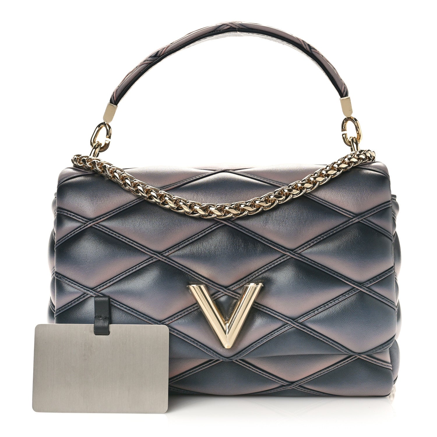 Louis Vuitton Lambskin Malletage Top Handle GO-14 MM Black Pink 1 of 9