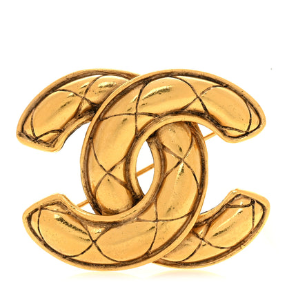 Chanel Metal Quilted Large CC Brooch Gold 1 of 4