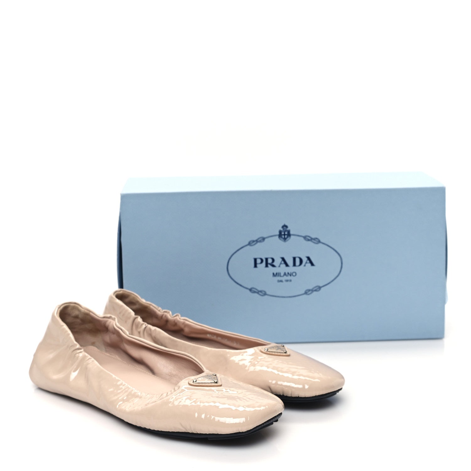 Prada Vernice Ballet Bow Flats 37 Beige 10 of 10