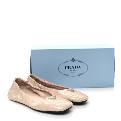 Prada Vernice Ballet Bow Flats 37 Beige 10 of 10