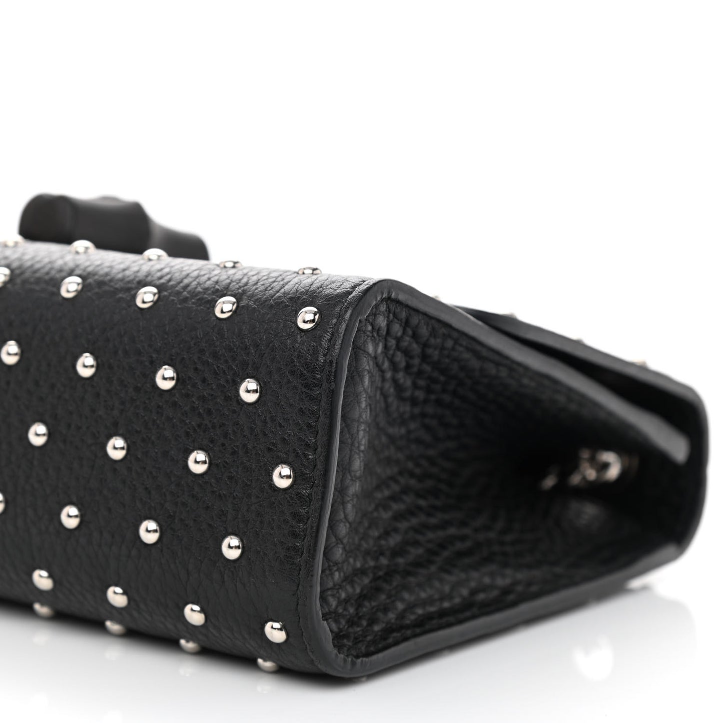 Calfskin Studded Medium Miss Bamboo Shoulder Bag Black