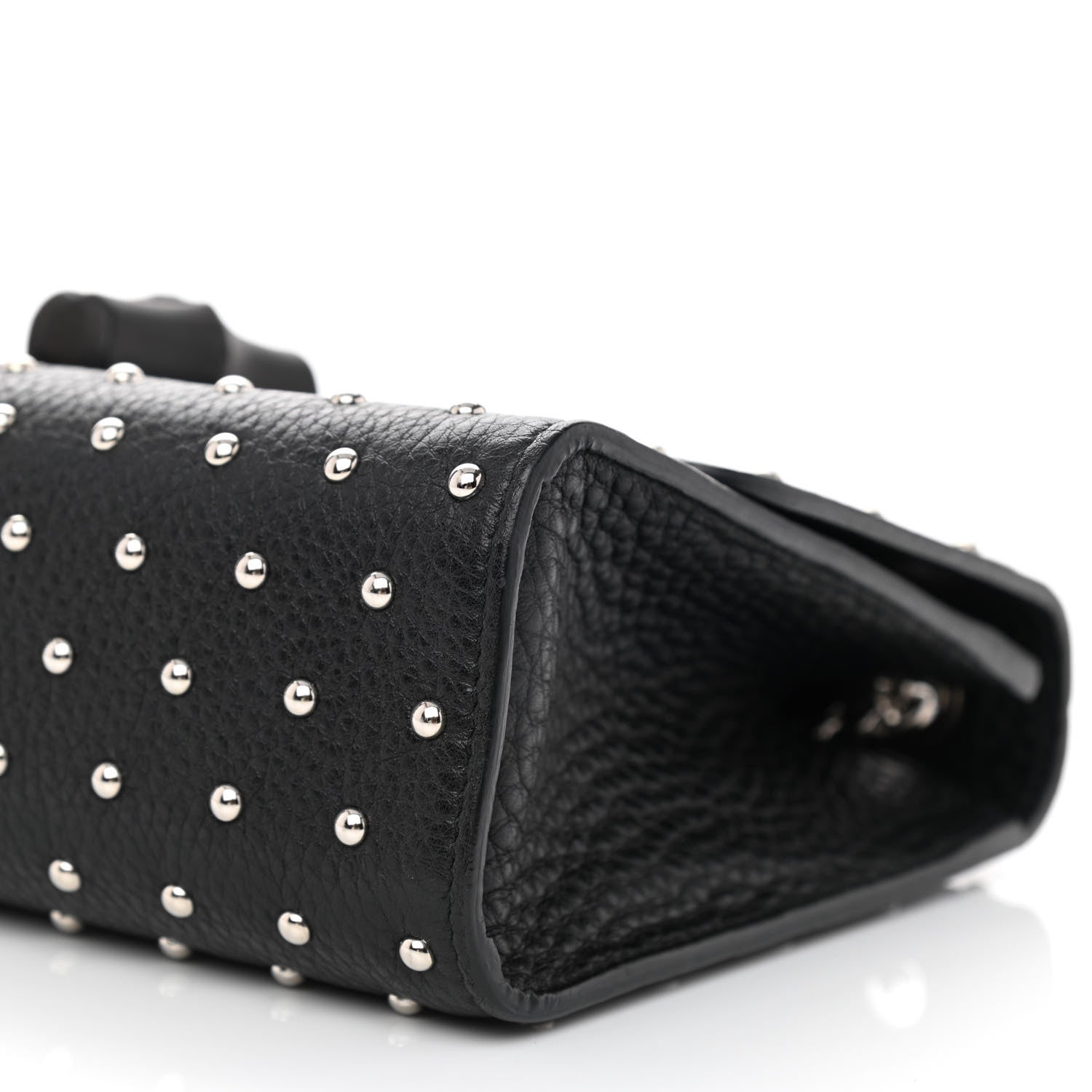 Gucci Calfskin Studded Medium Miss Bamboo Shoulder Bag Black 8 of 11