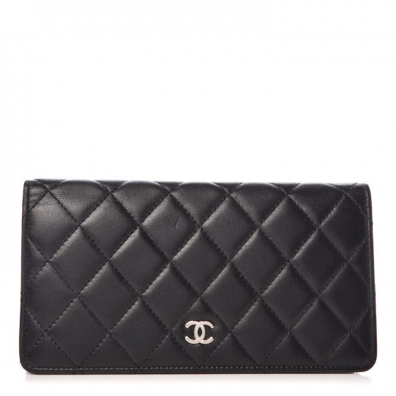 Lambskin Quilted Yen Wallet Black