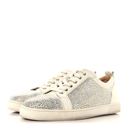Christian Louboutin Calfskin Veau Velours Strass Mens Louis Junior Flat Sneakers 46 Latte 4 of 10