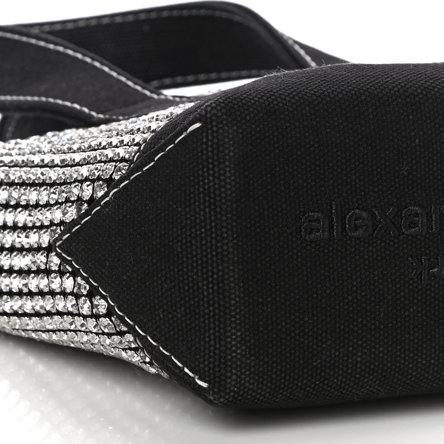 Mesh Crystal Rhinestone Mini Cruiser Tote Black Silver