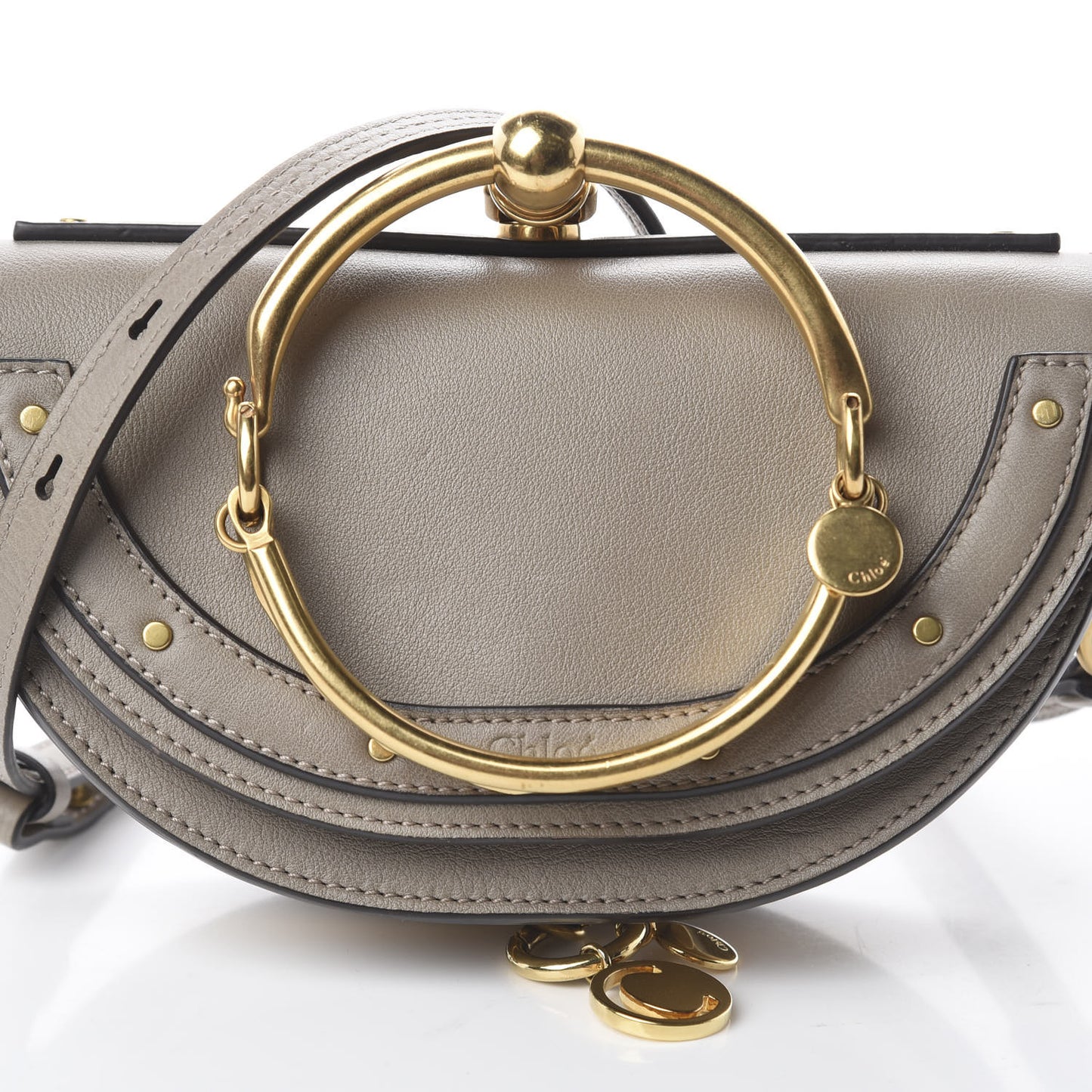 Calfskin Small Nile Bracelet Minaudiere Bag Motty Grey