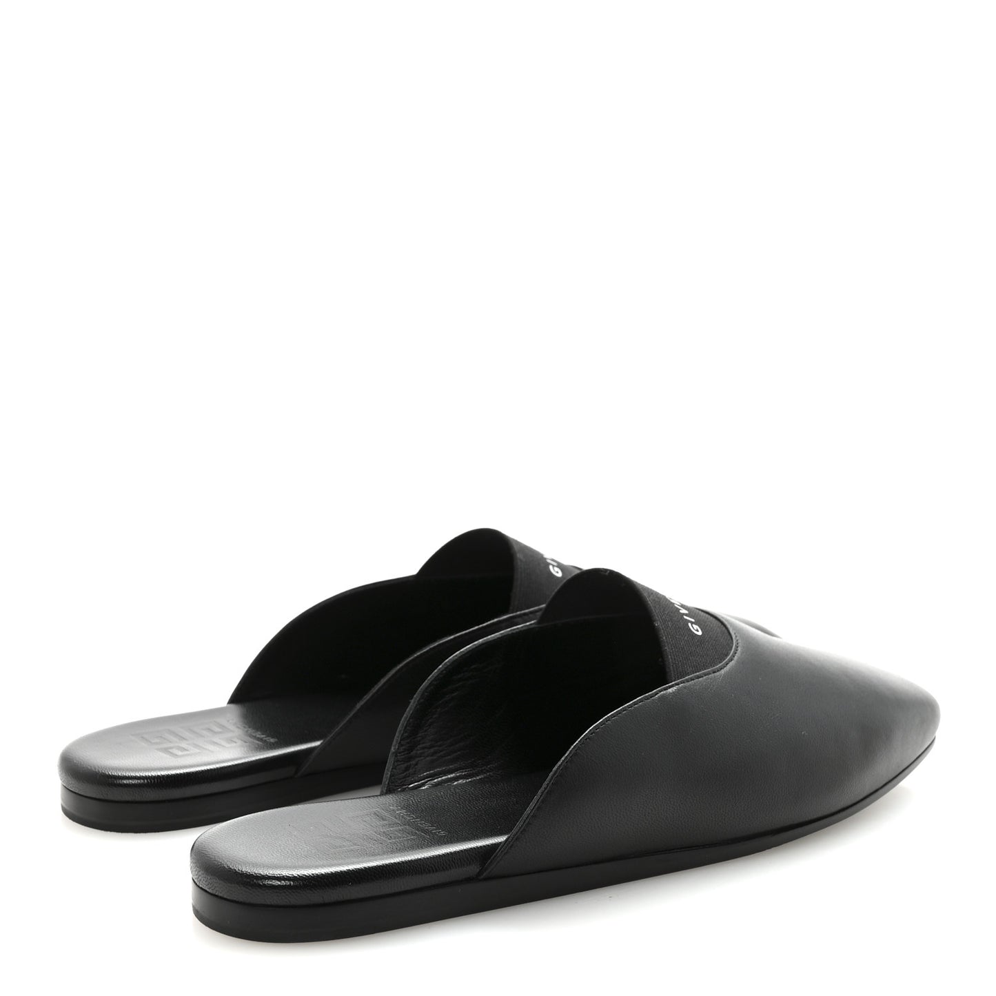 Calfskin Dune Bedford Logo Mule Slides 35.5 Black