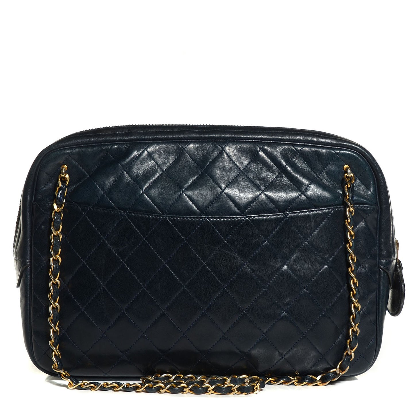 Lambskin Quilted Camera Case Navy