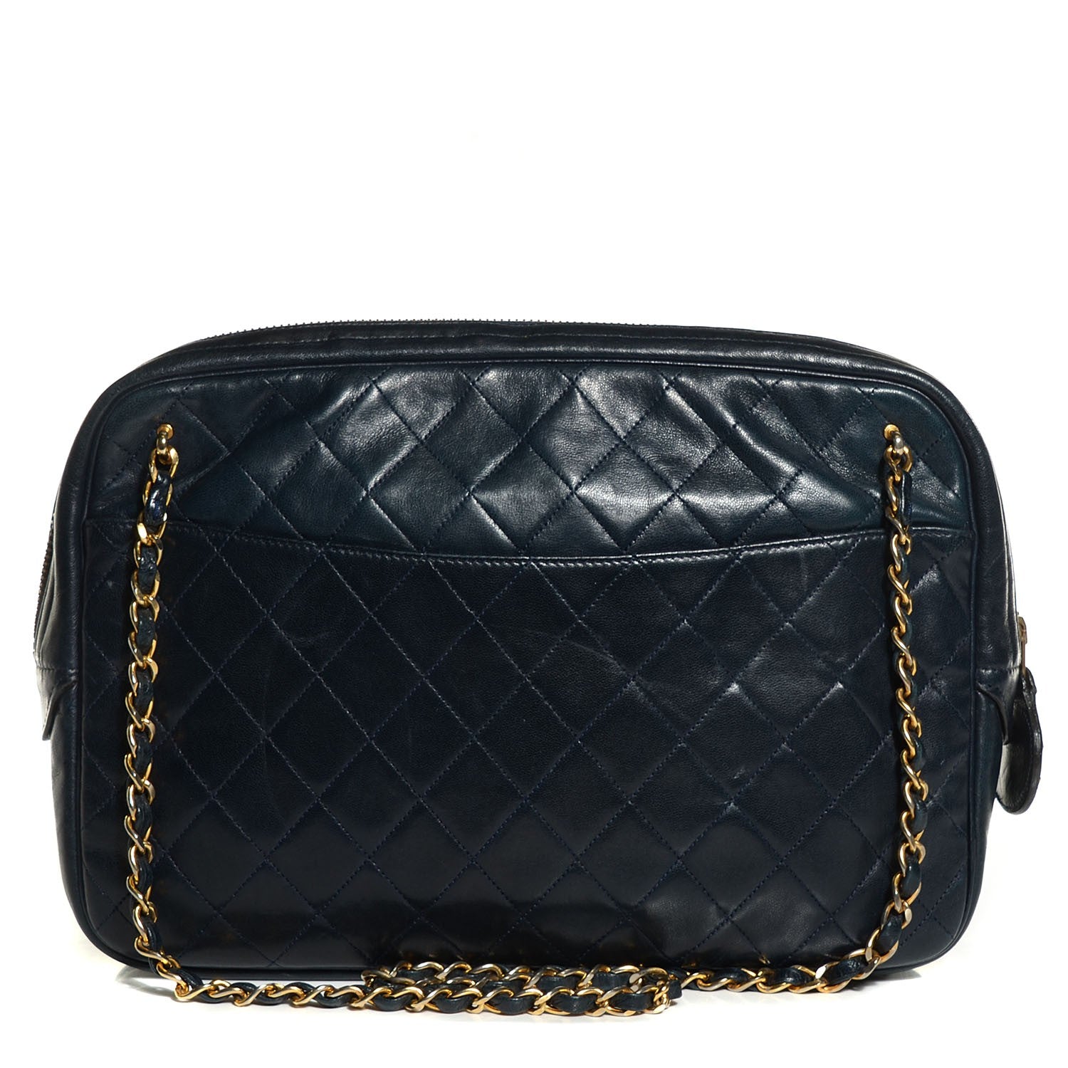 Chanel Lambskin Quilted Camera Case Navy 1 of 8
