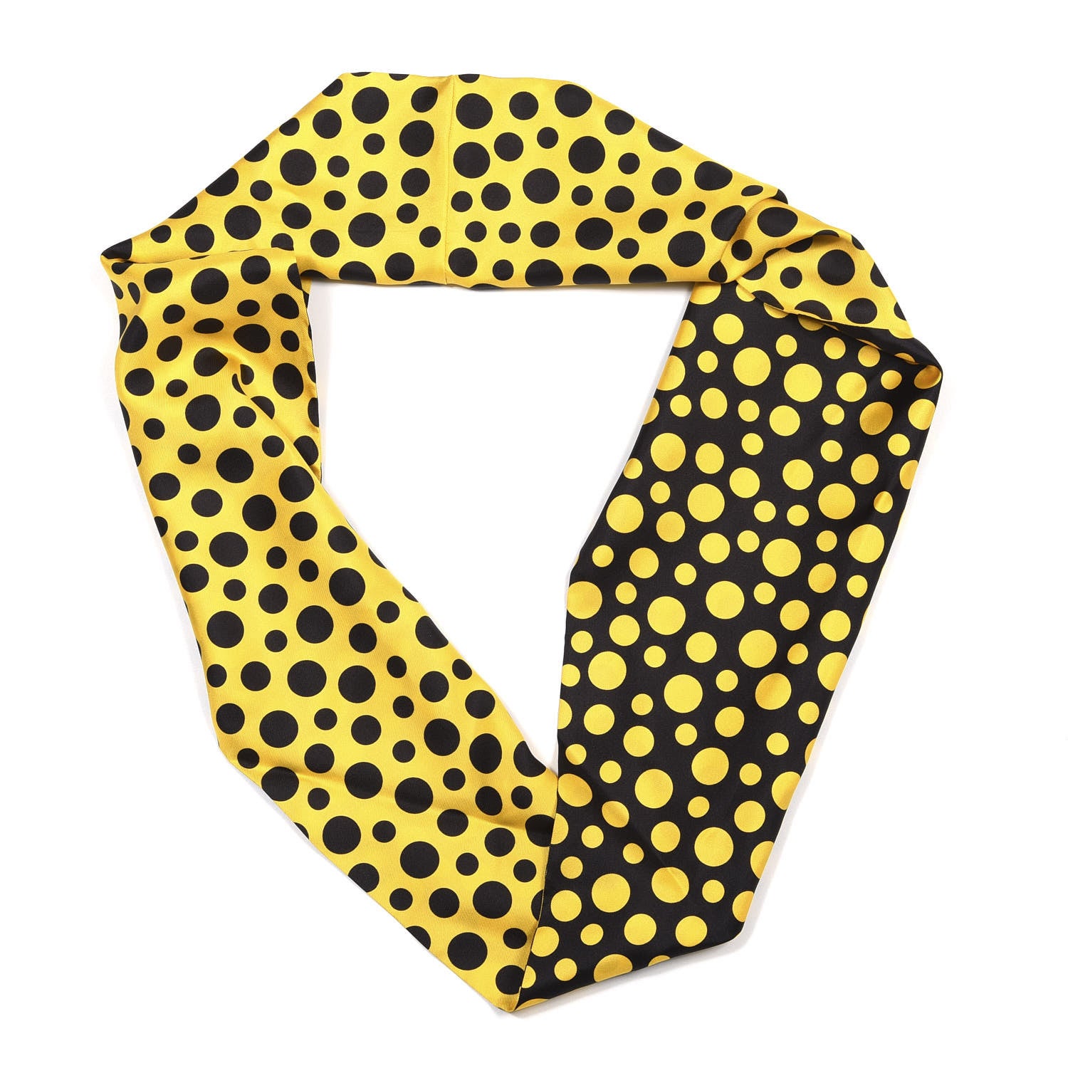 Louis Vuitton LOUIS VUITTON Silk Kusama Infinity Dots Snood Scarf Black Yellow 1 of 3