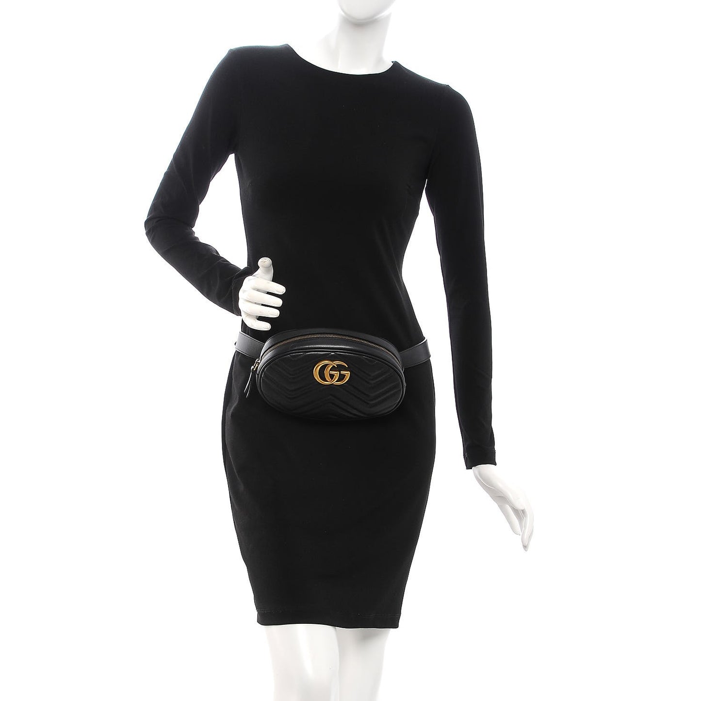Calfskin Matelasse GG Marmont Belt Bag 85 34 Black