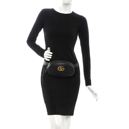 Gucci Calfskin Matelasse GG Marmont Belt Bag 85 34 Black 2 of 9