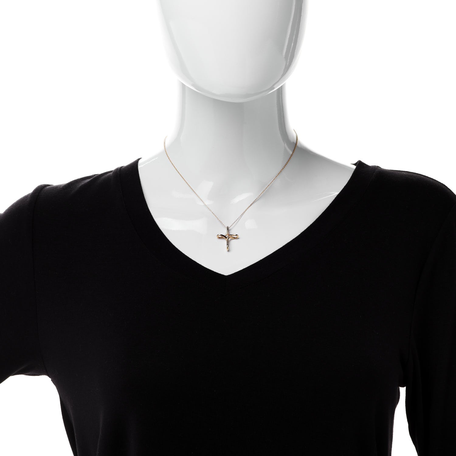 Tiffany 18K Yellow Gold Elsa Peretti Infinity Cross Pendant Necklace 2 of 6