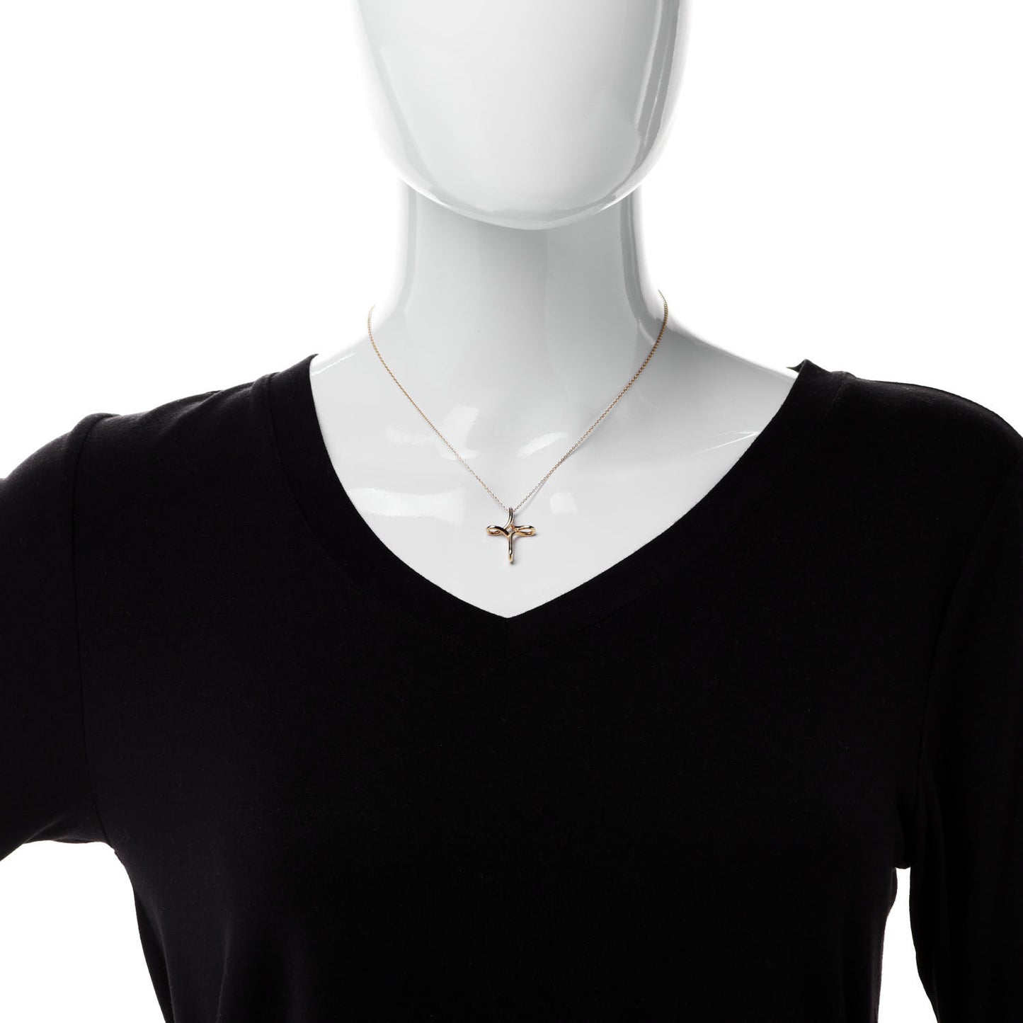 18K Yellow Gold Elsa Peretti Infinity Cross Pendant Necklace