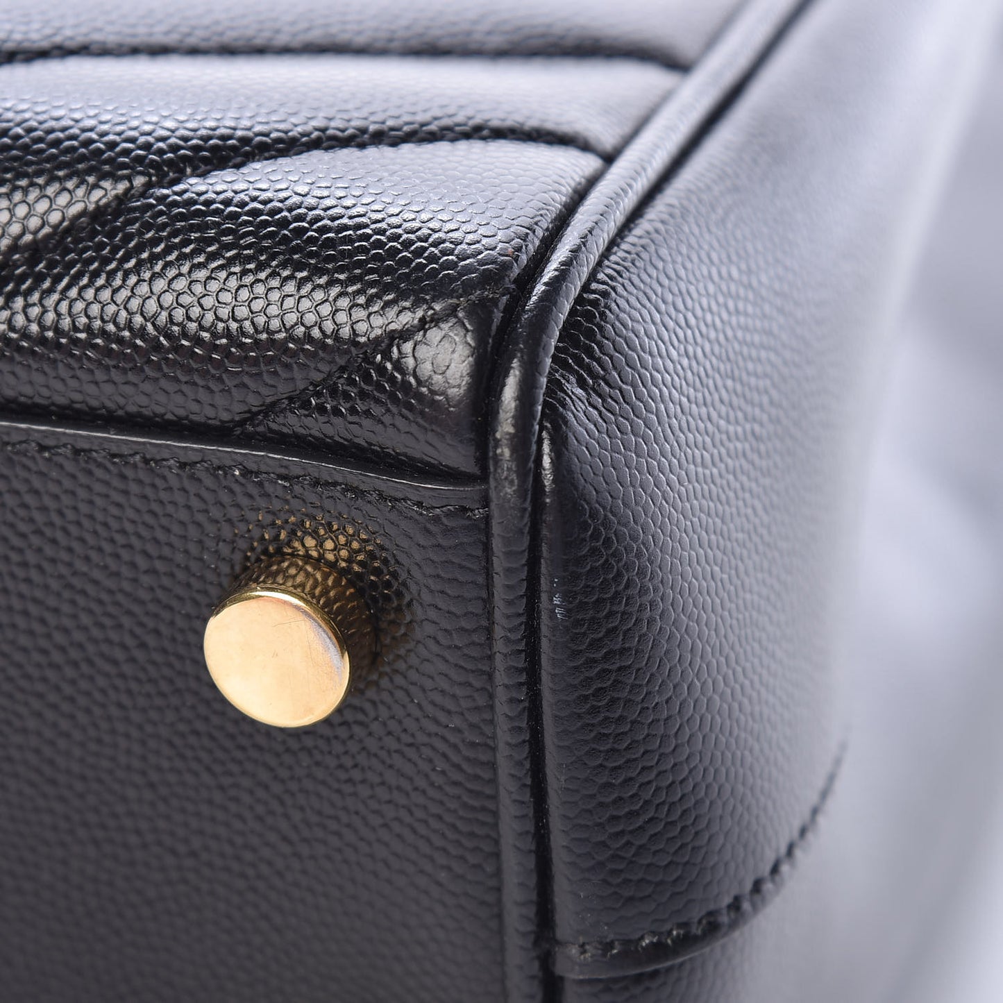 Grain De Poudre Matelasse Chevron Monogram Shopping Bag Black