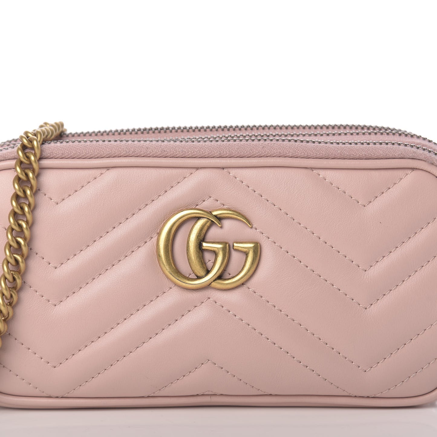 Calfskin Matelasse Mini GG Marmont Chain Crossbody Bag Perfect Pink