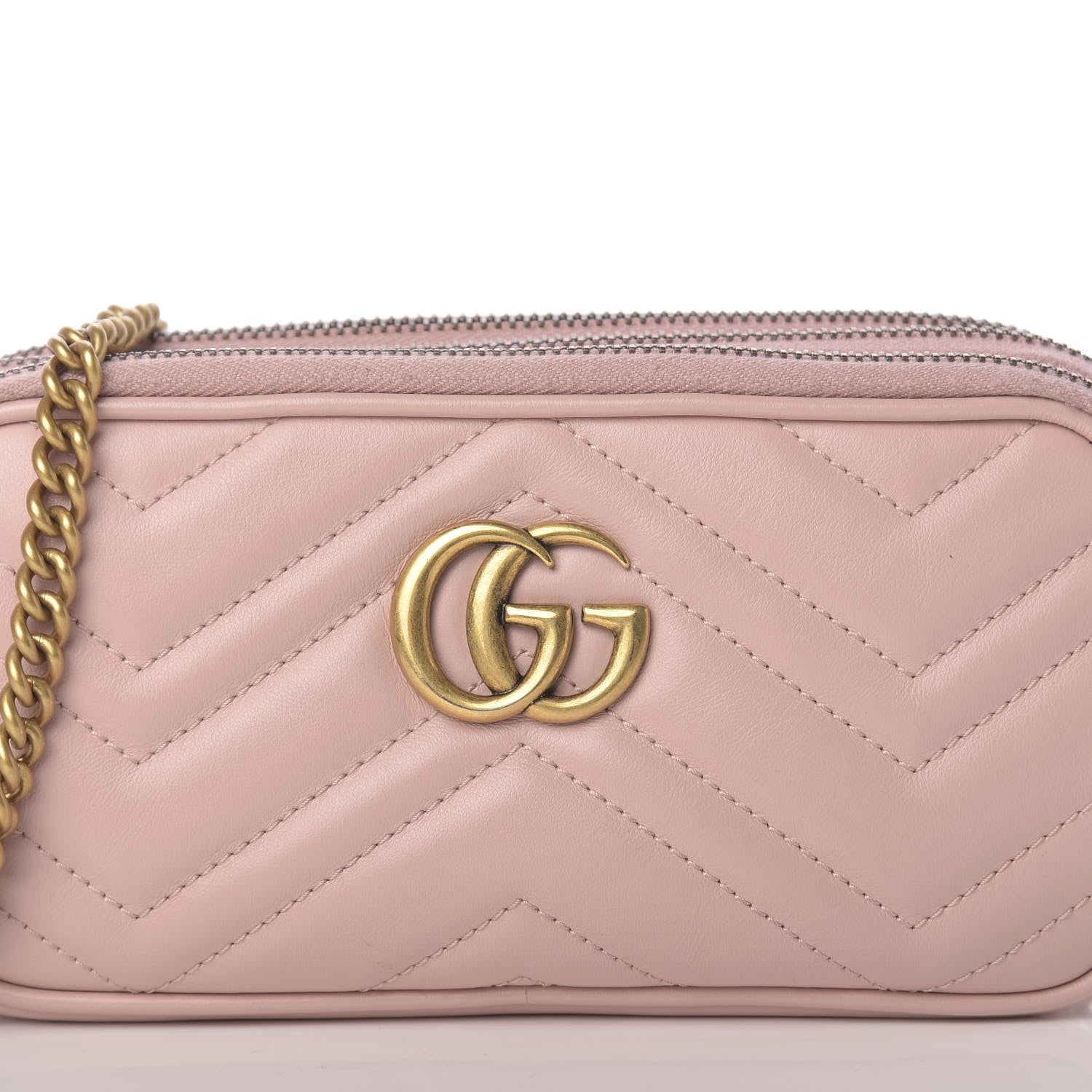 Gucci Calfskin Matelasse Mini GG Marmont Chain Crossbody Bag Perfect Pink 12 of 12
