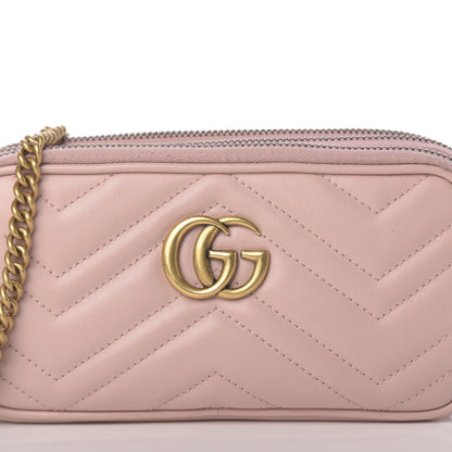 Gucci Calfskin Matelasse Mini GG Marmont Chain Crossbody Bag Perfect Pink 12 of 12